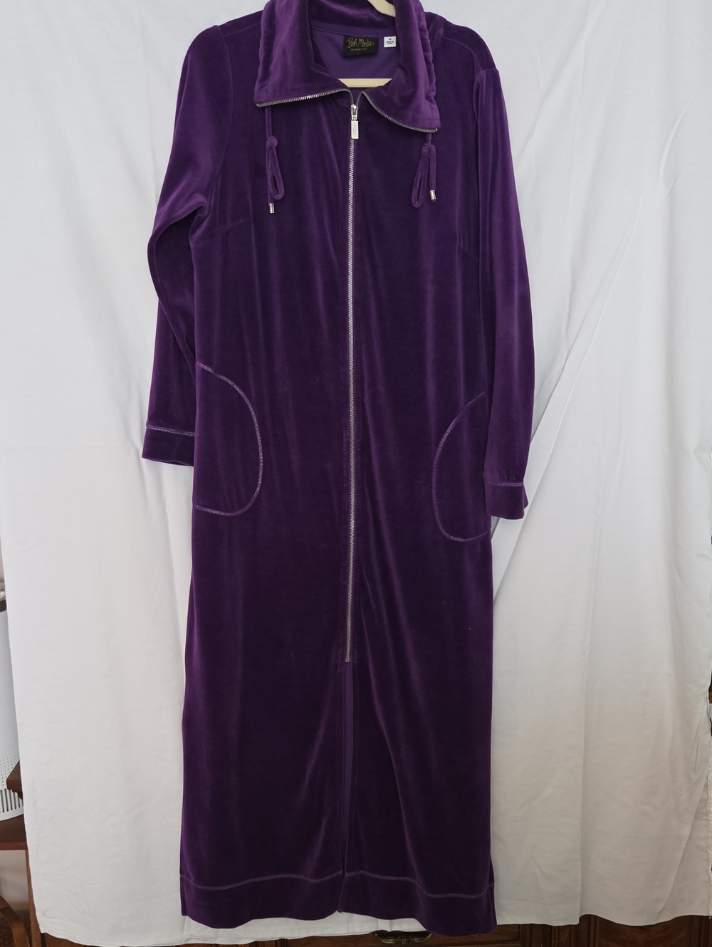 Purple Velour Zip-Front Lounge Dress